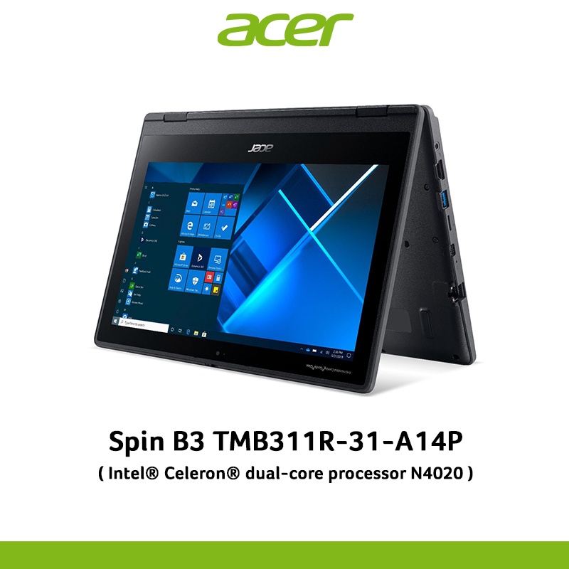 Acer Travelmate Spin B3 TMB311R-31-A14PG (Shale Black) UN.VN8ST.001 Notebook ( โน๊ตบุ๊ค ) 11.6" HD Intel® Celeron® RAM4GB eMMC64GB W10