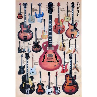 โปสเตอร์ ดนตรี กีตาร์ไฟฟ้า ELECTRIC GUITARS POSTER 24”x35” Inch Gibson Fender Gretsch Parker V3