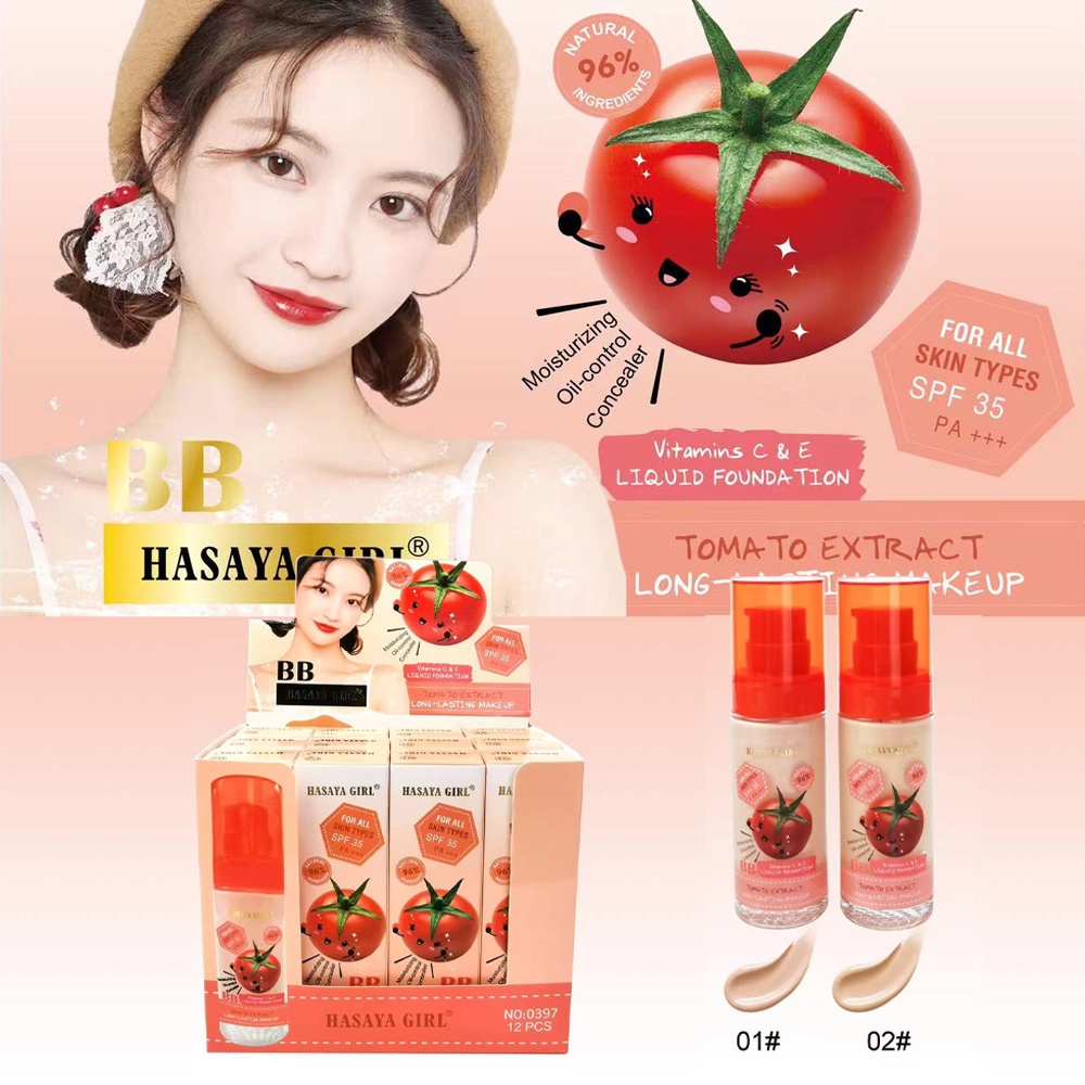รองพื้นแต่งหน้า BB สูตรมะเขือเทศ เนื้อแมตต์ ช่วยปกปิดผิว ติดทนนาน SPF35/PA +++