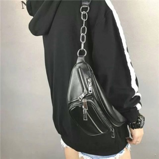 Leather Shoulder Bag กระเป๋าหนังคาดอกสุดฮิต มีพร้อมส่ง เป็นหนังPUเกรดพรีเมี่ยม อะไหล่เงิน มีช่องใส่ของเยอะ