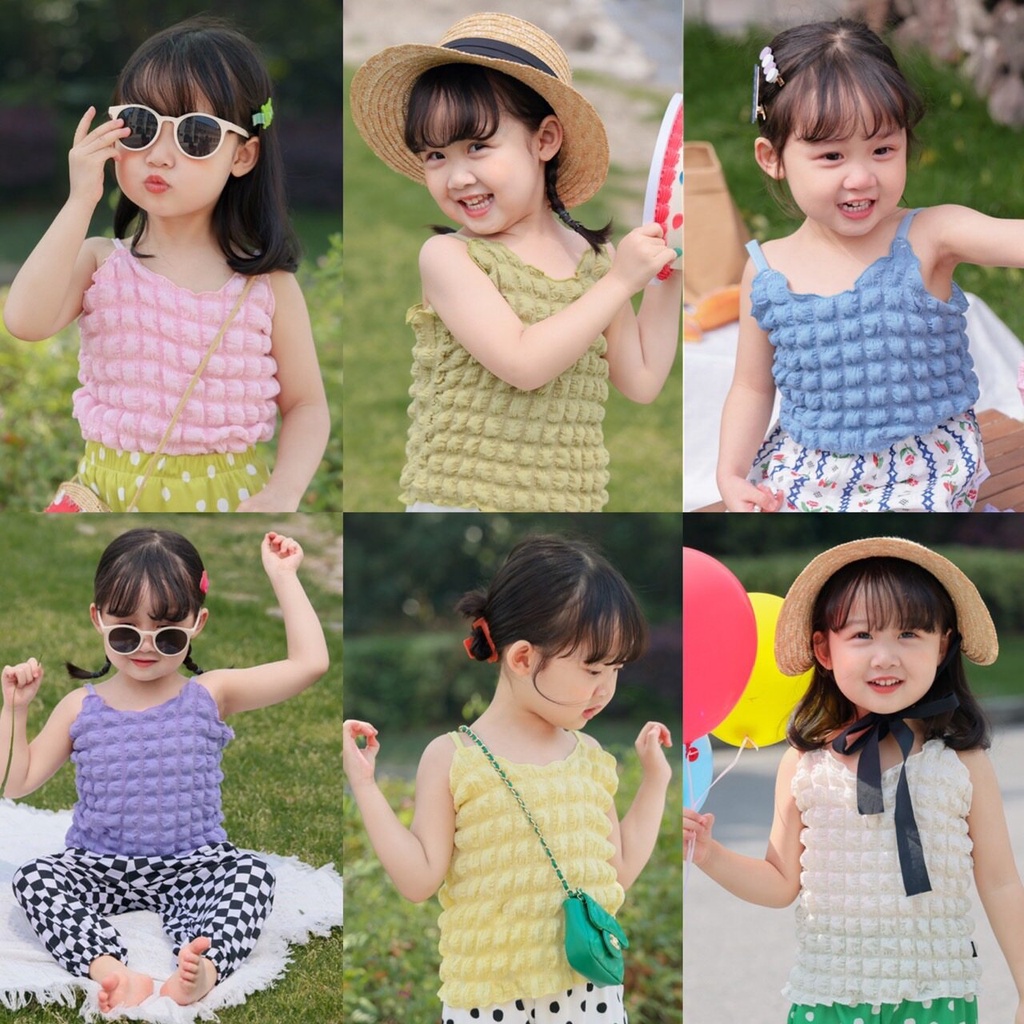PRETTY BABY เสื้อเด็ก เสื้อสายเดี่ยวเด็ก เนื้อผ้านุ่ม สำหรับเด็กผู้หญิง(371)