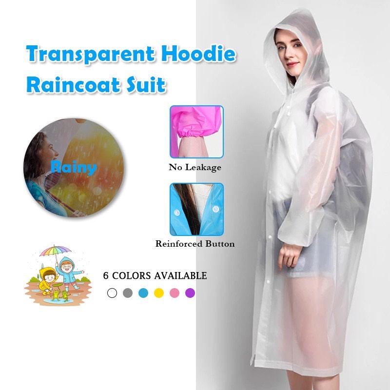 เสื้อกันฝน เสื้อกันฝนผู้ใหญ่/เด็ก EVA แขนจั้ม มีหมวก คุณภาพดี มีหลายสี Rain coat ชุดกันฝน