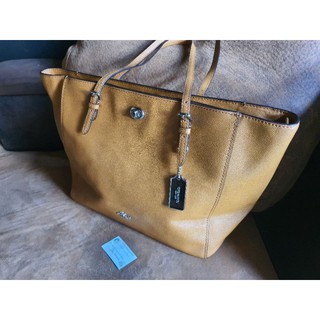 แท้ Coach TURNLOCK TOTE (COACH F57443)HEATHER Brown GUNMETAL : Used