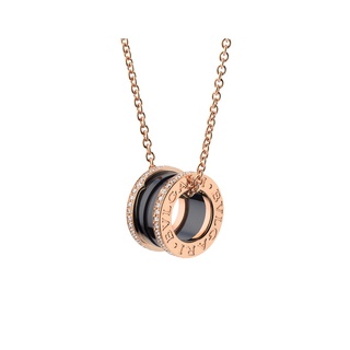 2022 New B.Zero1 จี้สร้อยคอสีโรสโกลด์และสีดํา 18 Kt พร้อมจี้เพชร