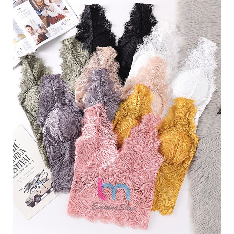 มาใหม่ สายเดี่ยวลูกไม้ มีฟองน้ำ ไม่คัน 367-V046