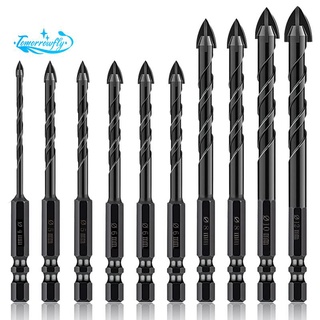 10 Pieces Masonry Drill Bits, 1/4inch Hex Shank Concrete Drill Bits Set for Glass, Tile, Brick, Plastic and Wood
