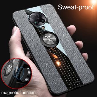 Fashion Woven Cloth Casing Xiaomi Redmi K30 Pro Soft TPU Cover RedmiK30 Pro 5G Magnetic Car Finger Ring Holder Back Case