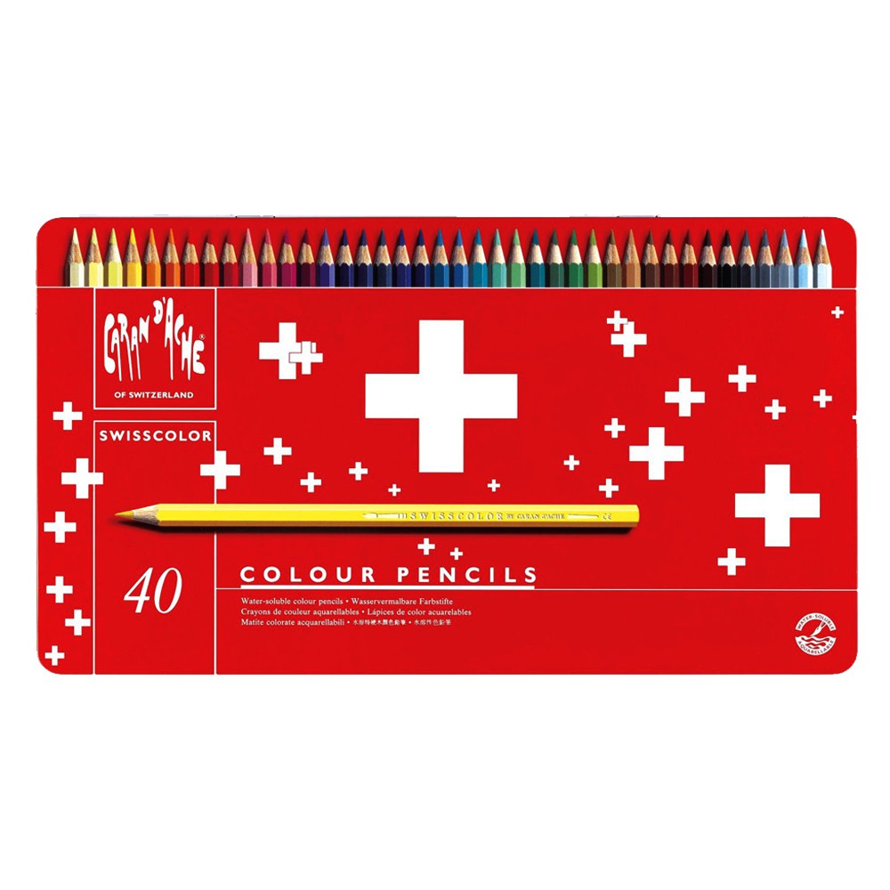 Caran d’ache(คารันดาช) Swisscolor สีไม้ระบายน้ำเกรดเริ่มต้น 40 สี กล่องโลหะ #1285.740