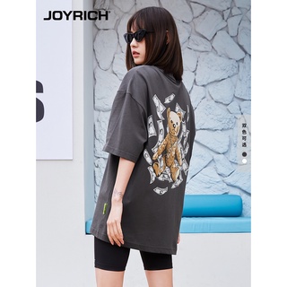 [100% Cotton] Joyrich เสื้อยืดแขนสั้น พิมพ์ลายหมี ทรงหลวม สําหรับผู้ชาย และผู้หญิง