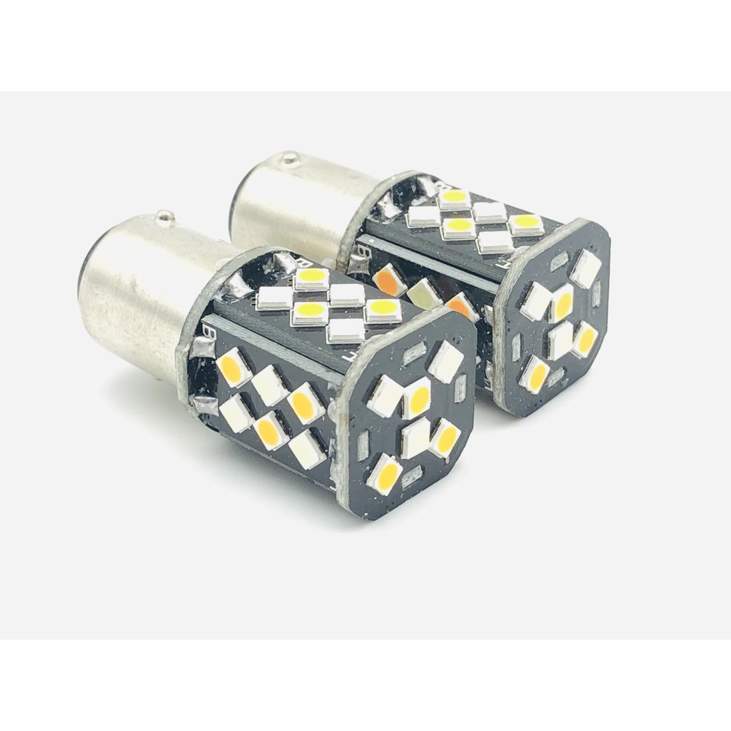 ไฟหรี่เลี้ยว2สี ไฟไอติมรถยนต์ ขั้วกลม2จุด 1157 3030 30led 12v 2สี 1คู่