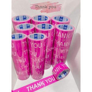 (6ม้วน )เทปกาว เทปสกรีน THANK YOU สีชมพู/สีขาว ยาว 45 หลา กว้าง 2 นิ้ว  Phonenix(โฟนนิก)