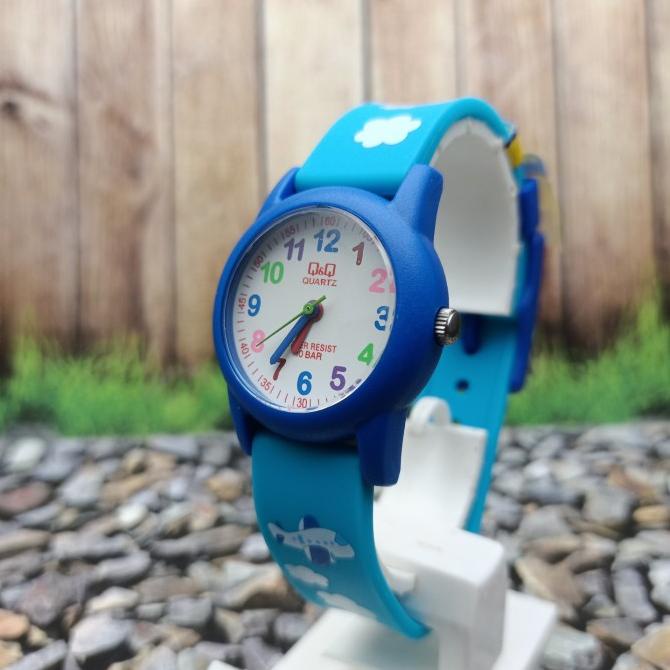 Q&Q Qq Qnq Analog นาฬิกาเด็กผู้หญิงยางสีชมพู Vr99J002Y เดิม