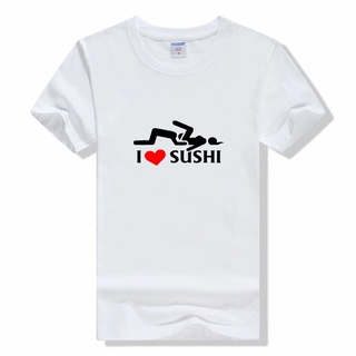 [S-5XL] เสื้อยืดแขนสั้น คอกลม ผ้าฝ้าย พิมพ์ลาย I Love Sushi ทรงหลวม แฟชั่นสําหรับผู้ใหญ่ ครอบครัว ปาร์ตี้