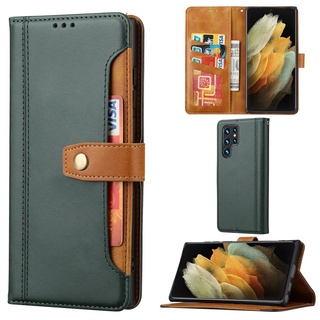 Multi-Card Slots Wallet Casing Samsung Galaxy S22 Ultra PU Leather Case Galaxy S22 Plus S22+ 5G Magnetic Buckle Book Flip Cover