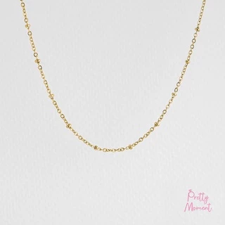 สร้อยเปล่า สแตนเลส Pretty Moment ลายไข่ปลา โชคเกอร์ ไม่ดำ ไม่ลอก ปรับระดับ สีเงิน สีโรสโกล สีทอง แข็งแรง ทนทาน คงสภาพ