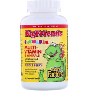 Natural Factors, Big Friends, Chewable Multi-Vitamin &amp; Minerals, Jungle Berry, 60 Chewable Tablets