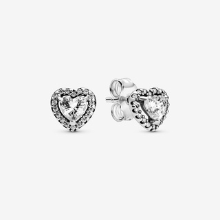 [พร้อมส่ง สินค้าแท้ 💯 ] New Sparkling  Heart Stud Earrings  ต่างหูหัวใจเพชร แพนโดร่า แถมกล่อง+ถุงกระดาษโบว์