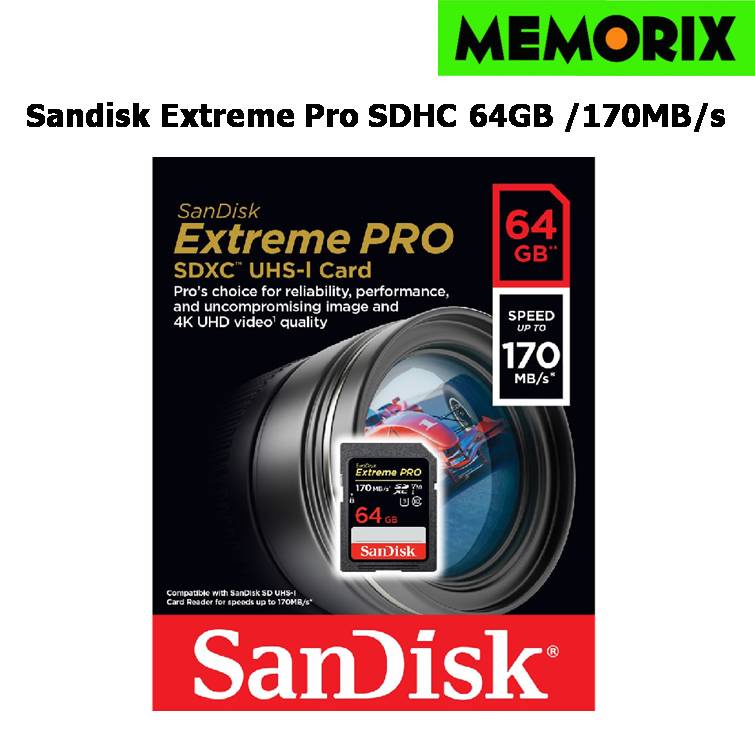 SanDisk Extreme Pro SDXC 64GB ความเร็ว อ่าน 170MB/s เขียน 90MB/s