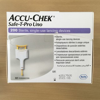 กล่อง 200 ชิ้น Accu-Chek Safe-T-Pro Uno