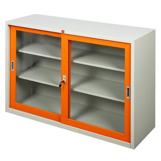 File cabinet CABINET STEEL SLIDING KSG-120-OR ORANGE Office furniture Home &amp; Furniture ตู้เอกสาร ตู้เหล็กบานเลื่อนกระจก