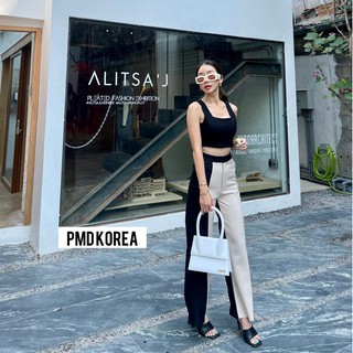 (กรอกโค้ด HOTHIT30 ส่วนลด 30%) PMD Amilia two-tone pants กางเกงขายาวทรงกระบอก