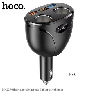 HOCO HK22 หัวชาร์จไฟในรถ 3.1A USB 2 พอร์ต มีช่องจุดบุหรี่ 2 ช่อง และจอ LED บอกสถานะ Car charger with digital display hc7