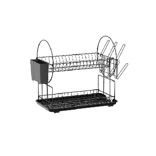 Lifinity ชั้นวางจานสแตน2ชั้น ที่คว่ำชามจาน ที่วางจานชาม ถาดรองน้ำพร้อมช่องระบายน