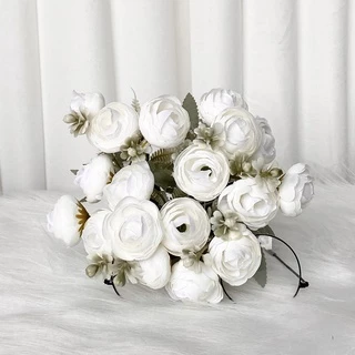 นอร์ดิก ins จําลองไฮเดรนเยียหวานชาน้อยรวมกัน 18 หัวดอกไม้ถือดอกไม้ปลอมอุปกรณ์ประกอบฉากงานแต่งงานดอกไม้ตกแต่งดอกไม้