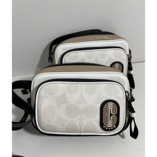 (ส่งฟรี) COACH MINI EDGE DOUBLE POUCH CROSSBODY กระเป๋าสะพายผู้ชาย ใบเล็ก