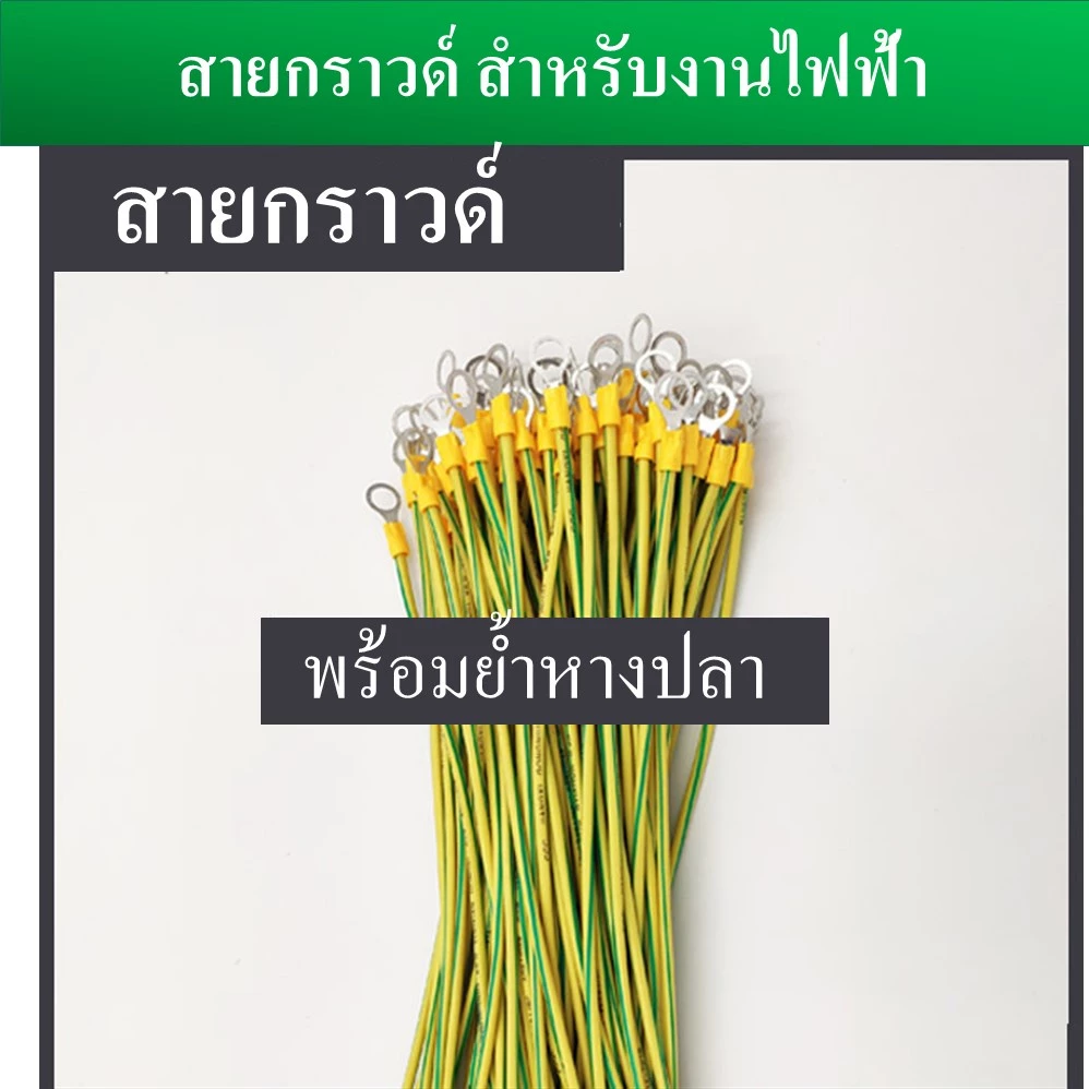 (1 เส้น) สายกราวด์ สำเร็จรูป สำหรับงาน Solar cell และงานไฟฟ้าอื่นๆ ยาว 30 ซม. ผลิตจากสายไฟฝอย ย้ำหัวหางปลา