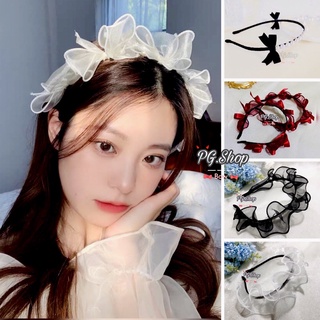 ที่คาดผมผ้าแก้ว ผ้าซีทรูท สีดำ ,ขาว พร้อมส่ง🇹🇭