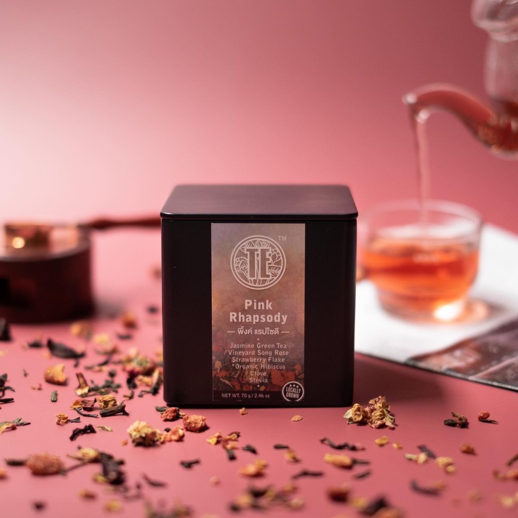 PINK RHAPSODY (Green tea base) ชาเบลนด์หอมกุหลาบที่ขายดีที่สุด หอมนวลกุหลาบ รสหวานอมเปรี้ยวของสตอเบอร์รี่ แบรนด์ ที