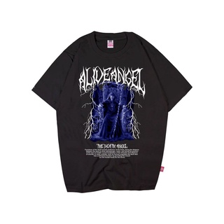 เสื้อยืดผ้าฝ้ายพิมพ์ลายขายดี เสื้อยืด แขนสั้น พิมพ์ลาย The DEATH ANGEL KING SKULL METAL FONT SKELETON ALIVE ANGEL Mitolo