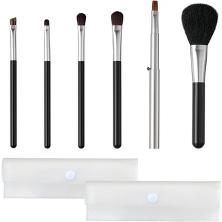 Direct from Japan Kaijirushi cosmeup Kumano Brush Set of 6 (Eyeshadow Brush S M L 3 Types + Eyebrow Brush + Slide Lip Brush + Cheek Brush) Simple Case Set Makeup Brush 1 Set