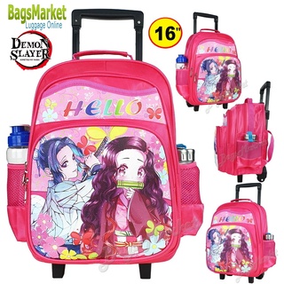 9889SHOP🔥🎒Kids Luggage Wheal กระเป๋าเป้มีล้อลากสำหรับเด็ก กระเป๋านักเรียน ดาบพิฆาตอสูร-เนสึโกะ