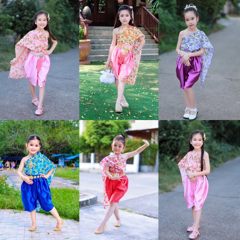 ชุดไทยเด็กผู้หญิง ชุดไทยโจงกระเบน ชุดไทยราคาถูก ชุดไทยสไบ