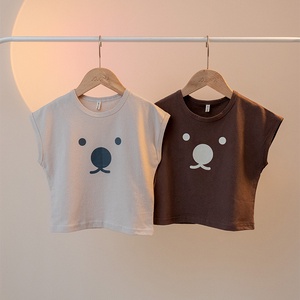 เสื้อท็อป ลายการ์ตูนหมีน่ารัก แฟชั่นฤดูร้อน สําหรับเด็กวัยหัดเดิน อายุ 6-36 เดือน