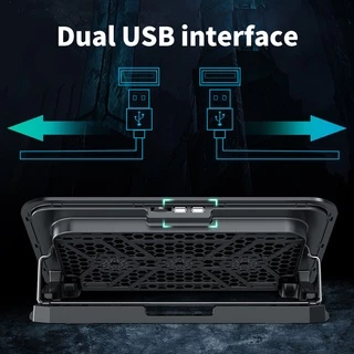 พัดลมรองโน๊ตบุ๊ค พัดลมโน๊ตบุ๊ค 6LED Laptop Cooling Pad เหมาะสำหรับแล็ปท็อปที่มีขนาดไม่เกิน 18 นิ้ว