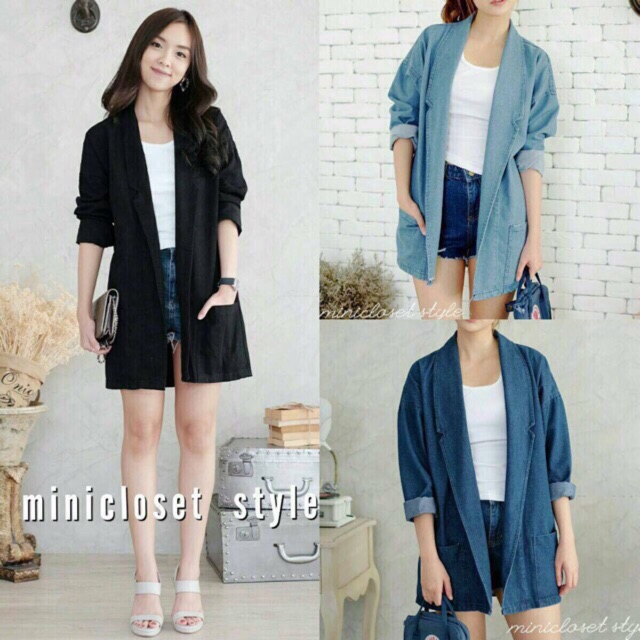 เสื้อสูทยีนส์ เสื้อคลุมตัวยาว