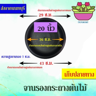 (1-5ใบ)papamami จานรองกระถางต้นไม้ 20นิ้ว ดำ กลม (ปากกว้าง 43ซม.xก้นจานกว้าง29ซม. โดยประมาณ) จานรองพลาสติก