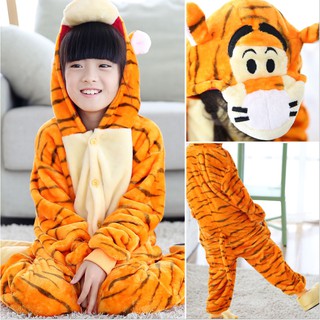 เด็กวัวเสือ Tenma Kigurumi ชุด Cosplay สัตว์ Onesie 10 นอนชุดนอน