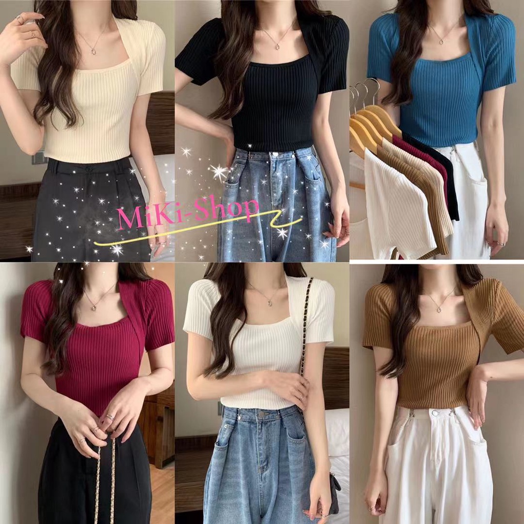 *Miki-Shop พร้อมส่ง*เสื้อยืดไหมพรม เสื้อครอกแขนสั้น สินค้าตามแบบ ผ้านิ่ม ยืดหยุ่นใส่สบาย3008*
