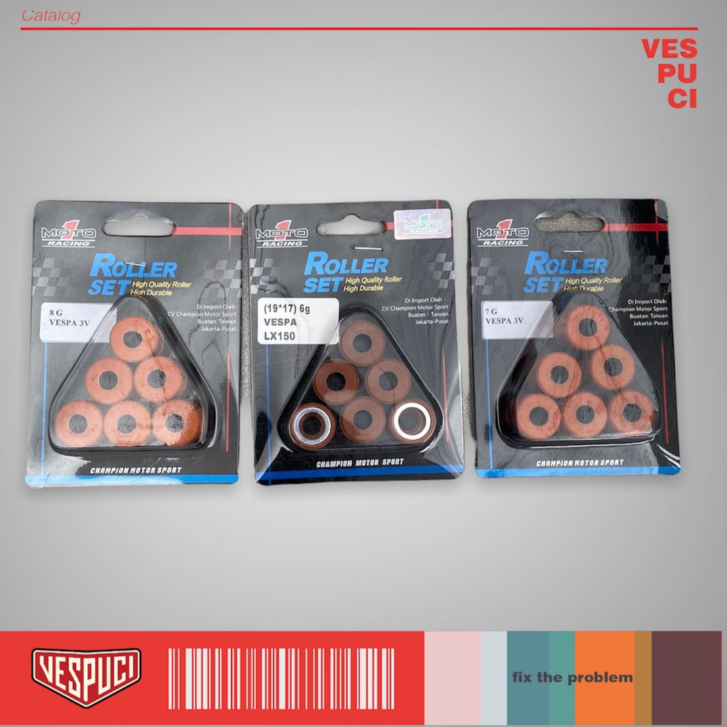 Variator Roller / Roller CVT Moto1 19x17 6gr / 7gr / 8gr Modern Vespa Sprint / Primavera / LX S 2v 3