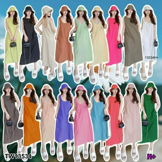 TwinsShopVip💗พร้อมส่ง TW13534 เดรสยาวเว้าหลัง+หมวก Long back dress + hatLong back dress + hatLong back dress +