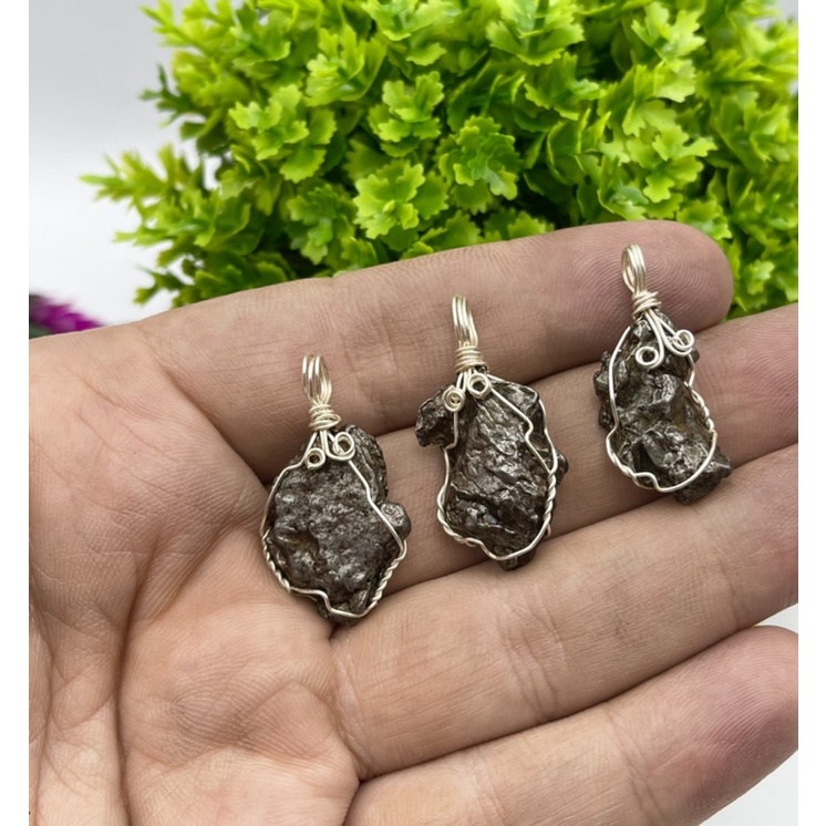 1 Pc Natural Iron Meteorite Pendant Campo Del Chilo argentina Real Iron Meteorite With Copper Wire Wrap Handmade