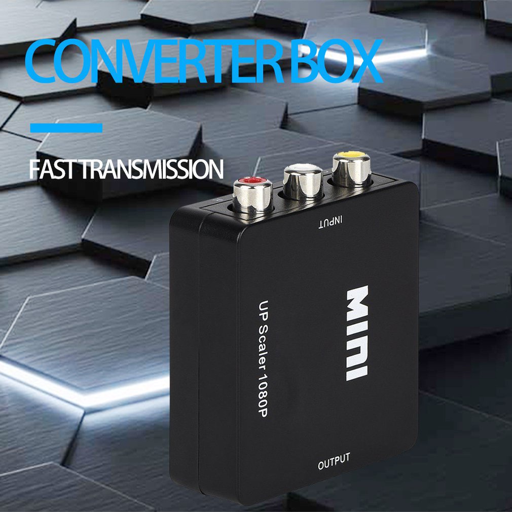 Portable Size Black RCA AV to HDMI compatible Converter /Adapter