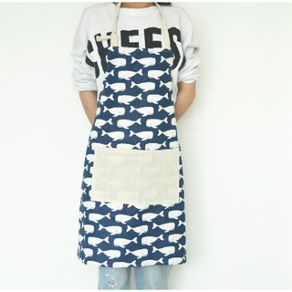 ผ้ากันเปื้อนลายวาฬสีน้ำเงินไม่รวมปลอกแขน(Apron,Blue Whale,exclude armband)