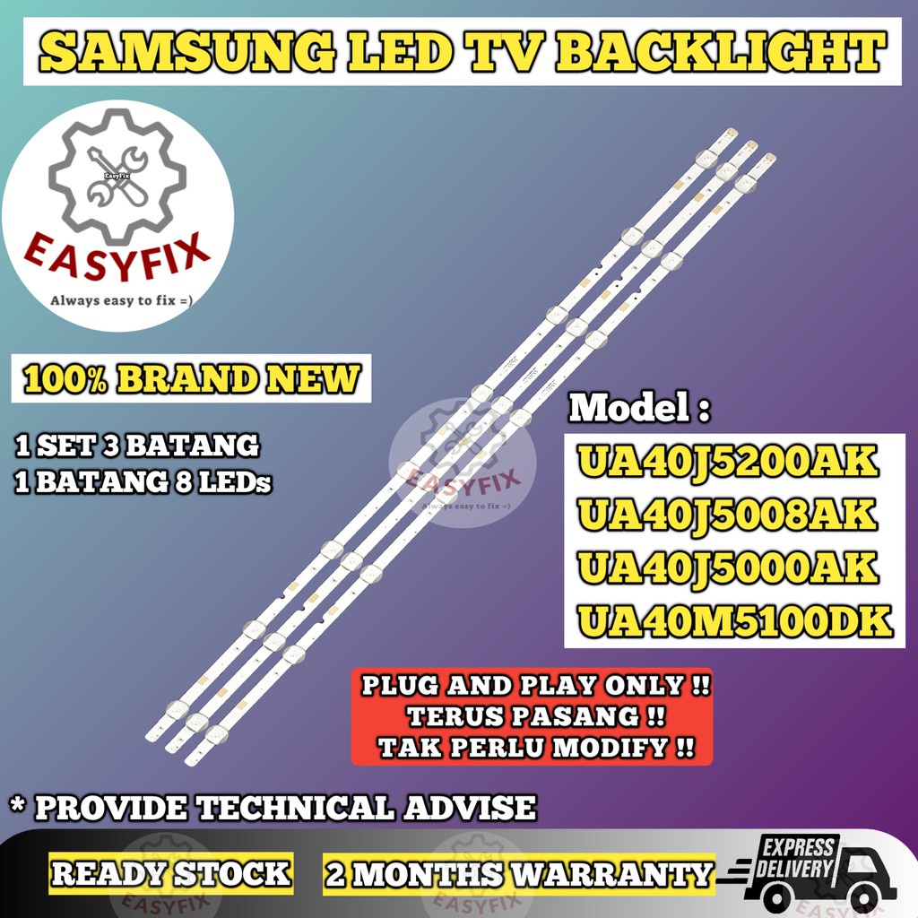 / UA40J5200AK UA40J5008AK UA40J5000AK UA40M5100DK SAMSUNG 40 INCH LED BACKLIGHT ( LAMPU TV) UA40J520