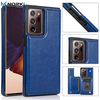 เคสโทรศัพท์มือถือหนัง กันกระแทก พร้อมช่องใส่บัตร หรูหรา สําหรับ Samsung Note 20 Ultra Note 10 Plus Lite Note 8 9