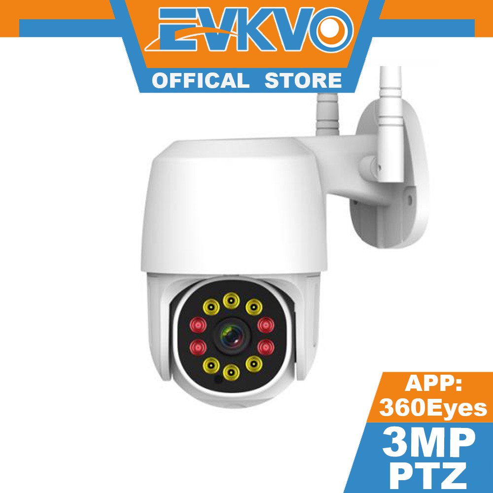 EVKVO 360eyes 3MP PTZ CCTV IP Camera Auto Tracking Wireless WIFI